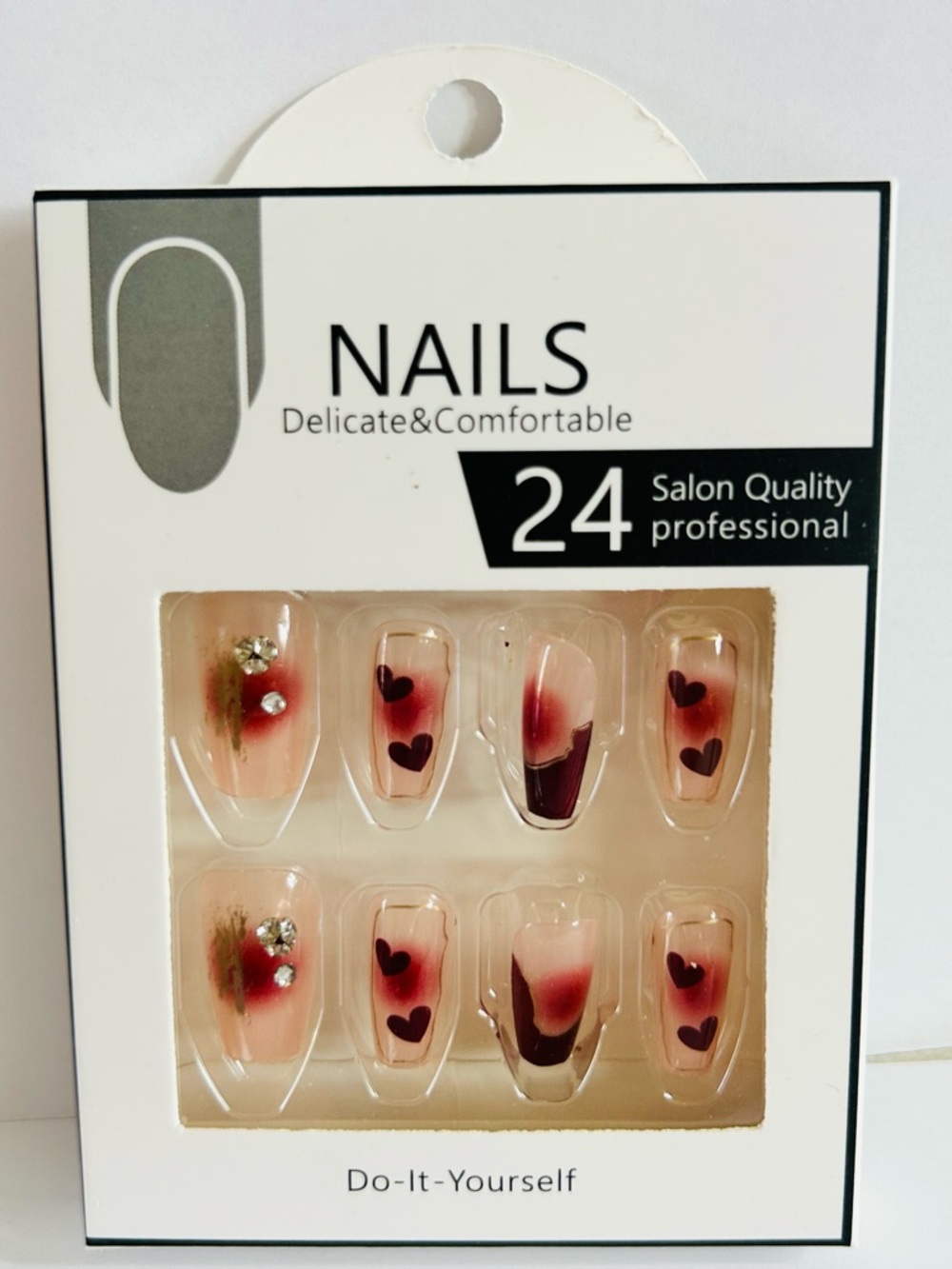 Delicate & Comfortable Pink Heart Press-On Nails - 24 Salon Quality